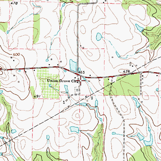 Topographic Map of Union Grove Church, TX