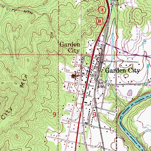 Topographic Map of Garden City High School, AL