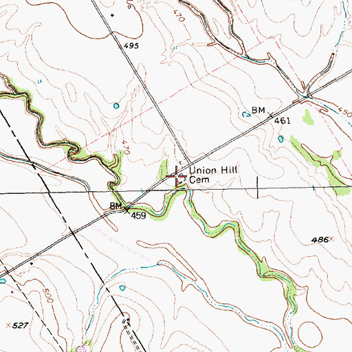 Topographic Map of Union Hill Cemetery, TX