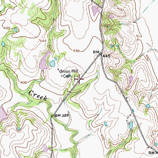 Topographic Map of Union Hill Cemetery, TX