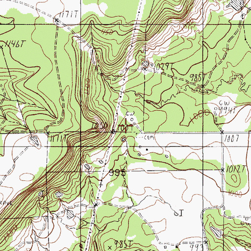 Topographic Map of Union Hill Cemetery, TX