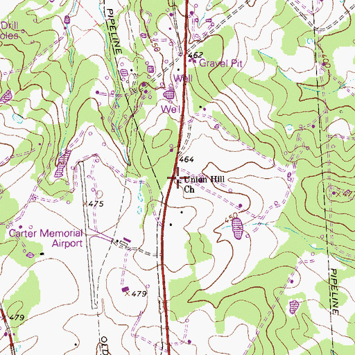 Topographic Map of Union Hill Church, TX