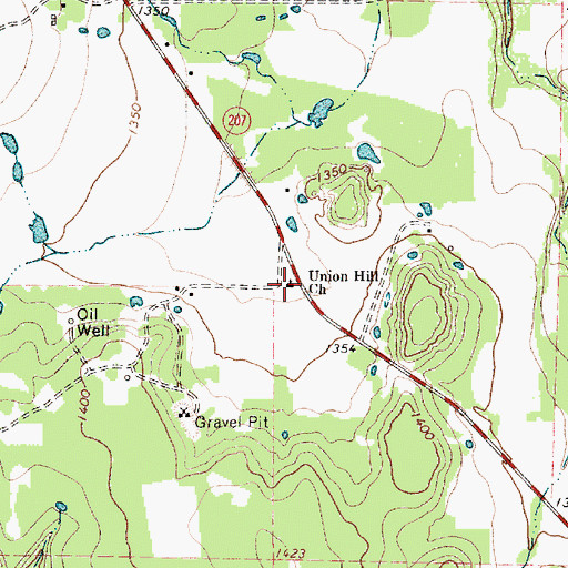 Topographic Map of Union Hill Church, TX