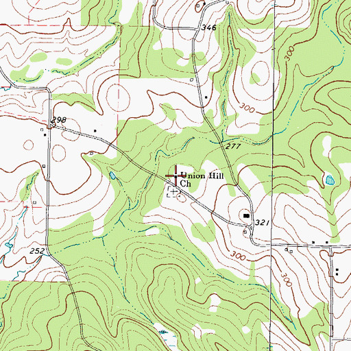 Topographic Map of Union Hill Church, TX