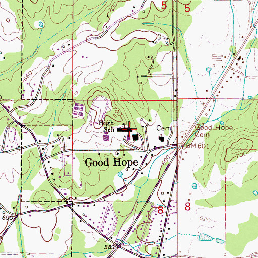 Topographic Map of Good Hope High School, AL