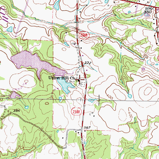 Topographic Map of Union Hill Church, TX