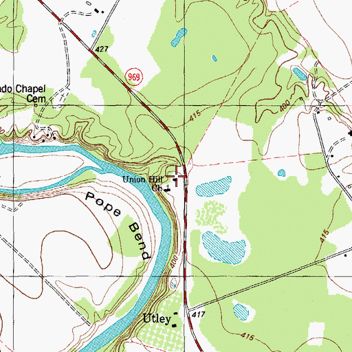 Topographic Map of Union Hill School, TX