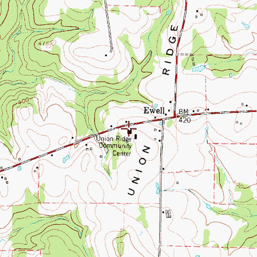 Topographic Map of Union Ridge Community Center, TX
