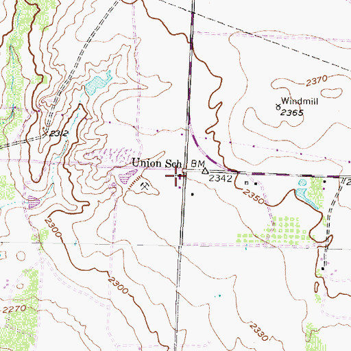 Topographic Map of Union School, TX