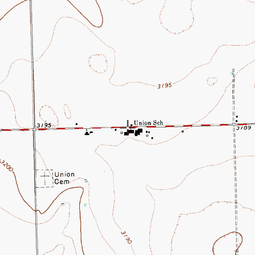 Topographic Map of Union School, TX