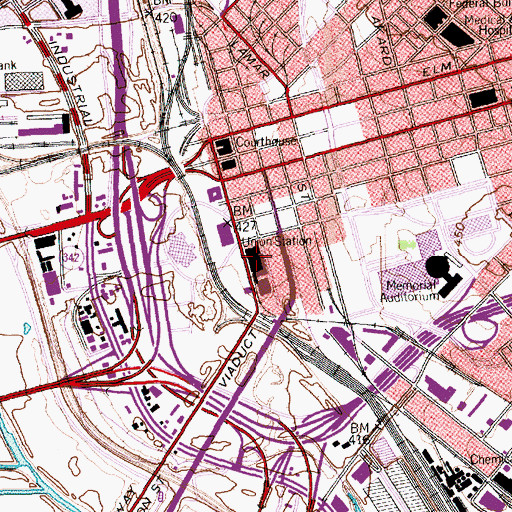 Topographic Map of Union Station, TX