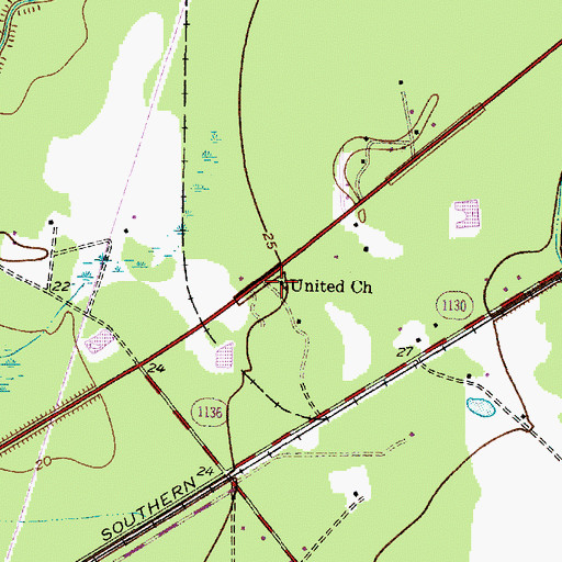 Topographic Map of United Church, TX