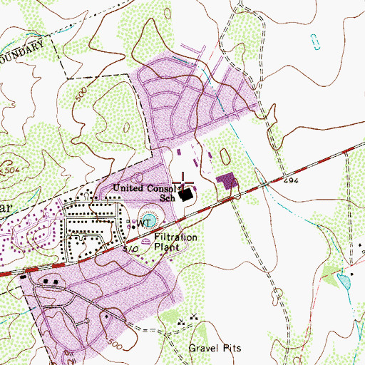 Topographic Map of United Consol School, TX