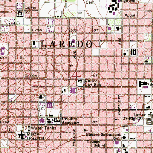 Topographic Map of United Day School, TX