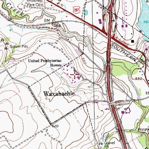 Topographic Map of United Presbyterian Homes, TX
