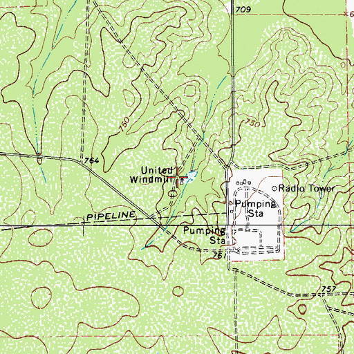 Topographic Map of United Windmill, TX