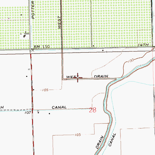 Topographic Map of West Drain, AZ