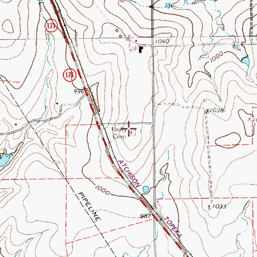 Topographic Map of Unity Cemetery, TX