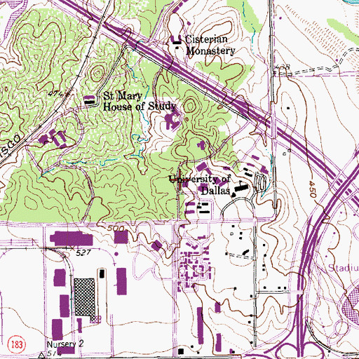 Topographic Map of University of Dallas, TX