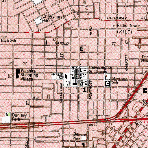 Topographic Map of University of Saint Thomas Houston, TX
