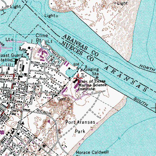 Topographic Map of University of Texas Marine Science Institute, TX