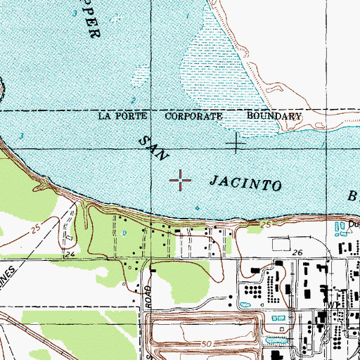Topographic Map of Upper San Jacinto Bay, TX