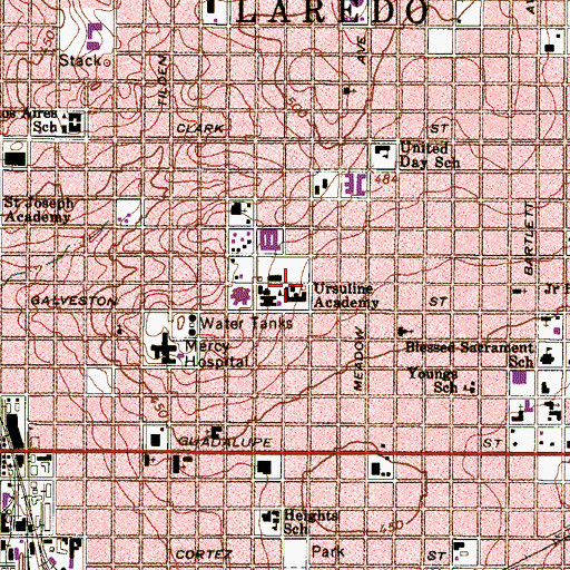 Topographic Map of Ursuline Academy, TX