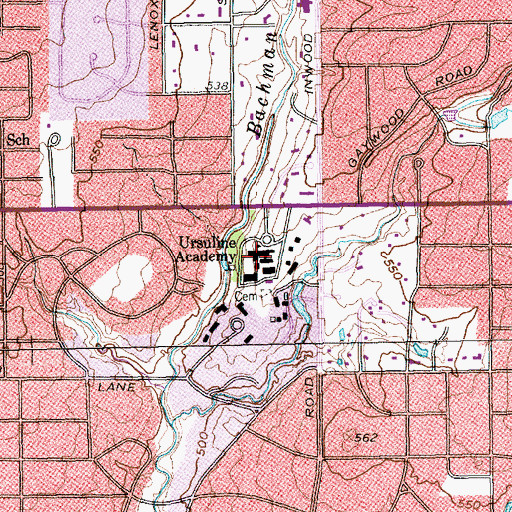 Topographic Map of Ursuline Academy, TX