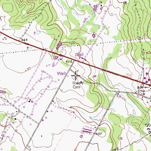 Topographic Map of Ussery Cemetery, TX