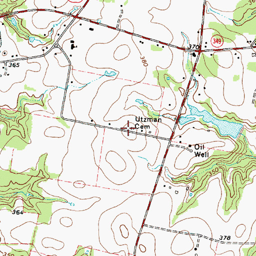 Topographic Map of Utzman Cemetery, TX