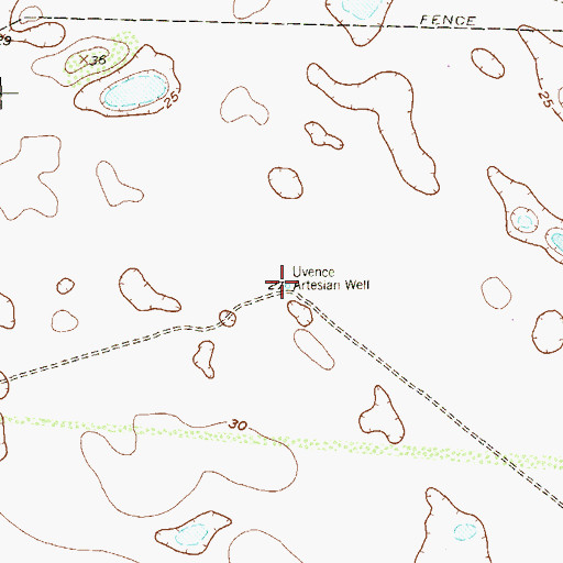 Topographic Map of Uvence Artesian Well, TX