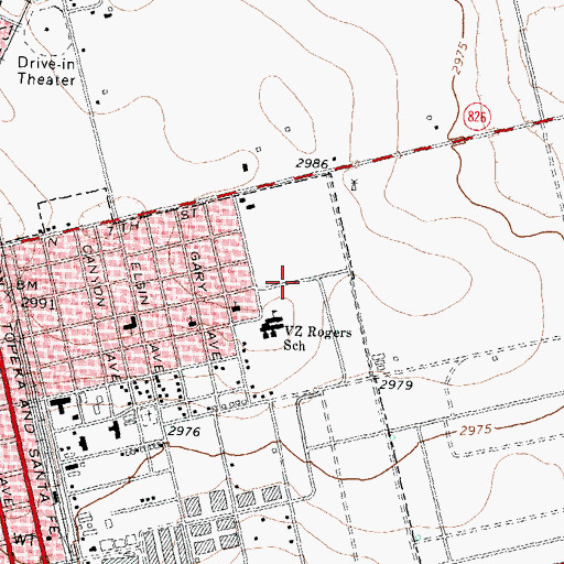 Topographic Map of VZ Rogers School, TX