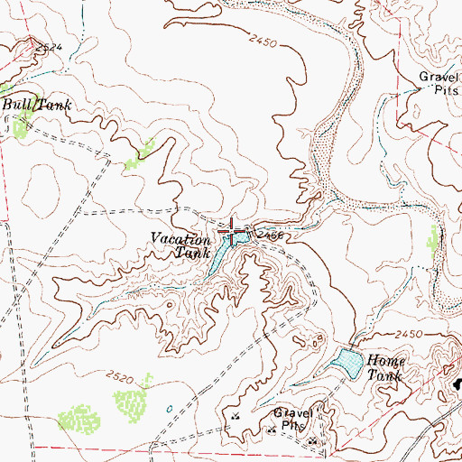 Topographic Map of Vacation Tank, TX
