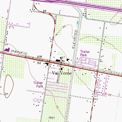 Topographic Map of Val Verde, TX