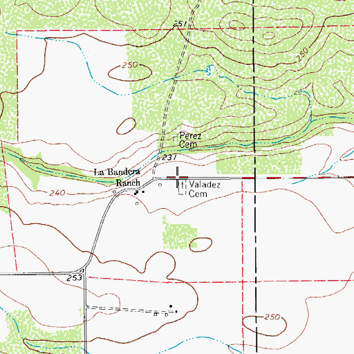 Topographic Map of Valadez Cemetery, TX