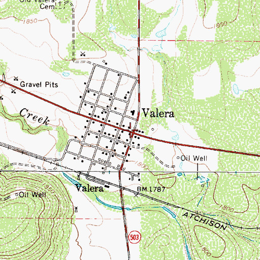 Topographic Map of Valera, TX
