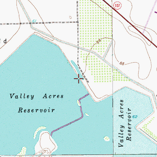 Topographic Map of Valley Acres Reservoir, TX