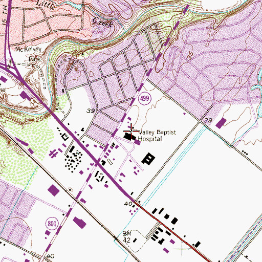 Topographic Map of Valley Baptist Medical Center of Harlingen, TX