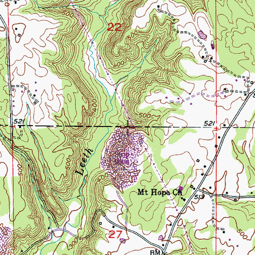 Topographic Map of Hope Mine, AL