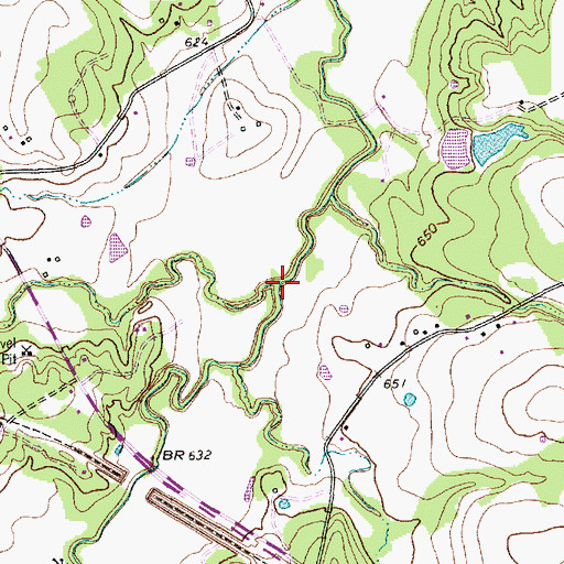 Topographic Map of Valley Branch, TX
