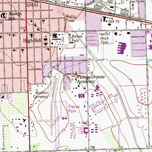 Topographic Map of Valley Grande Academy, TX