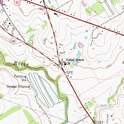 Topographic Map of Valley Grove Church, TX