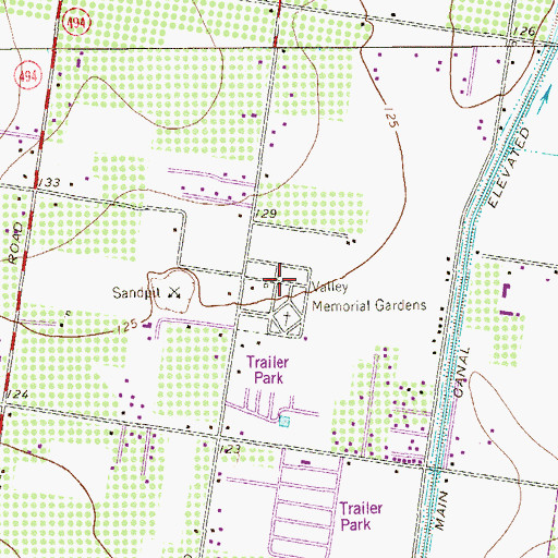 Topographic Map of Valley Memorial Gardens, TX