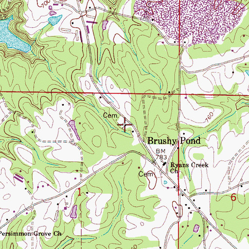 Topographic Map of Johnson Grove United Methodist Church, AL