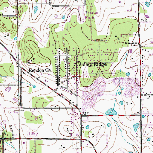 Topographic Map of Valley Ridge, TX