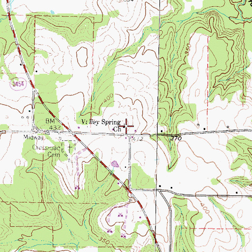 Topographic Map of Valley Spring Church, TX