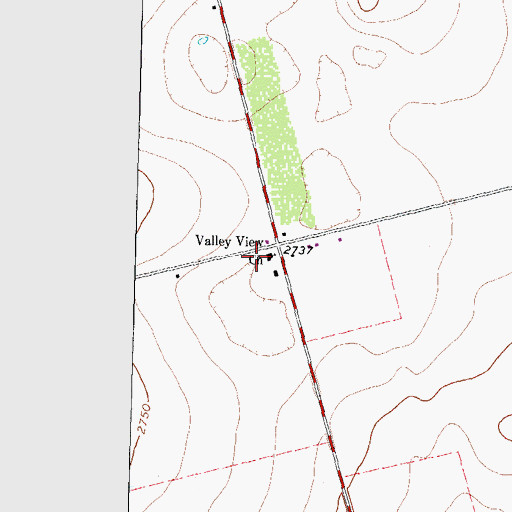 Topographic Map of Valley View Church, TX