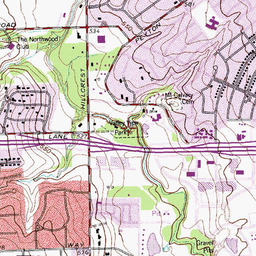 Topographic Map of Valley View Park, TX