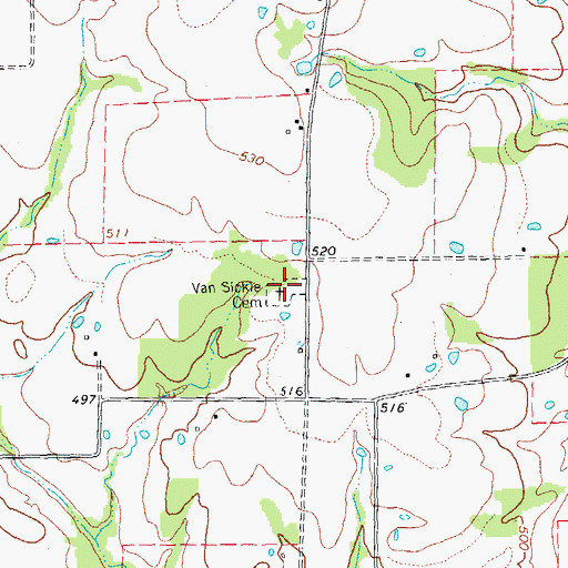 Topographic Map of Van Sickle Cemetery, TX