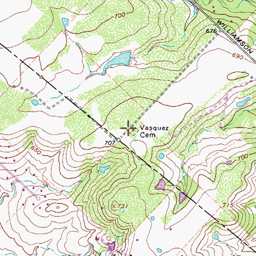 Topographic Map of Vasquez Cemetery, TX